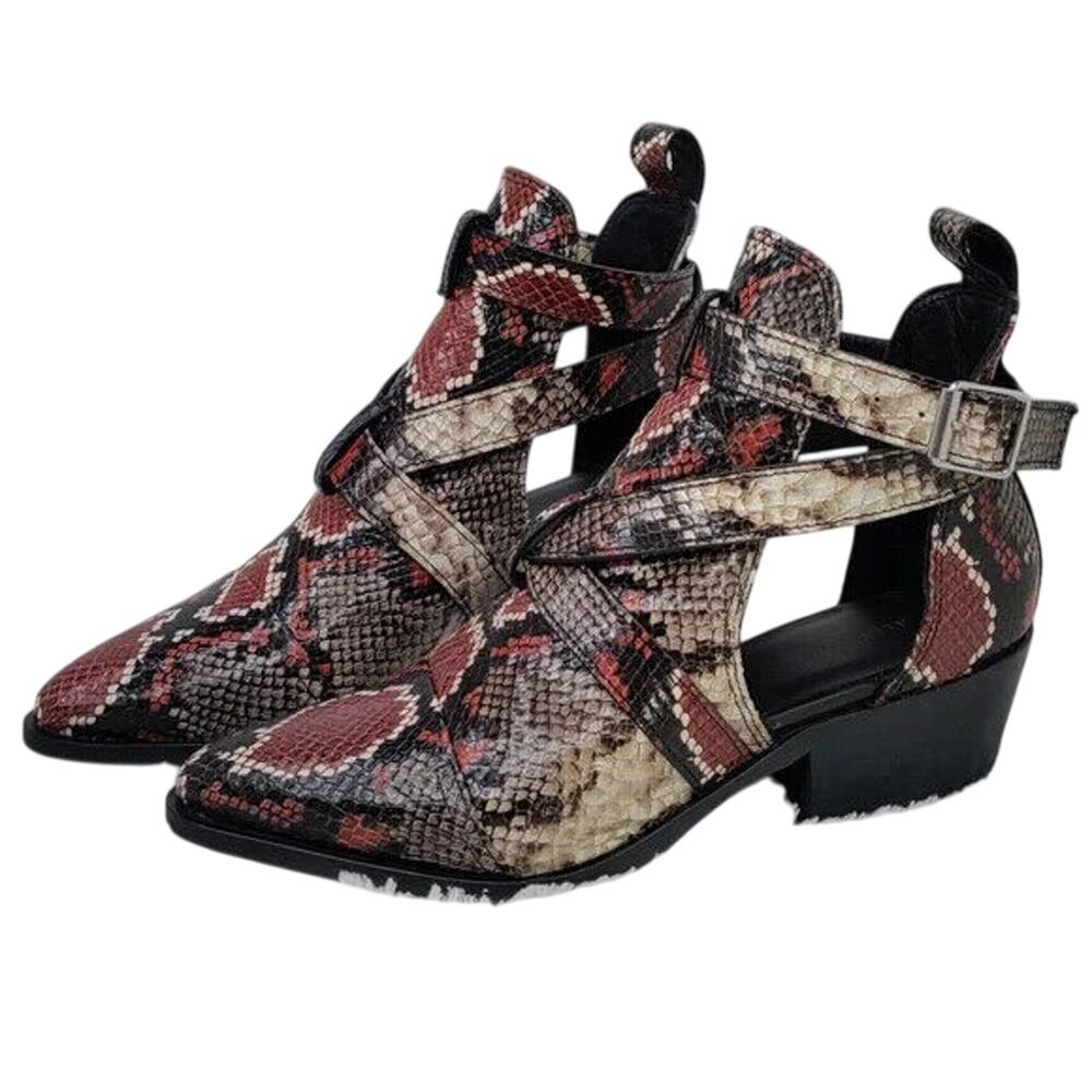 All saints western Snake Print Pointed Buckle Booties 10 M